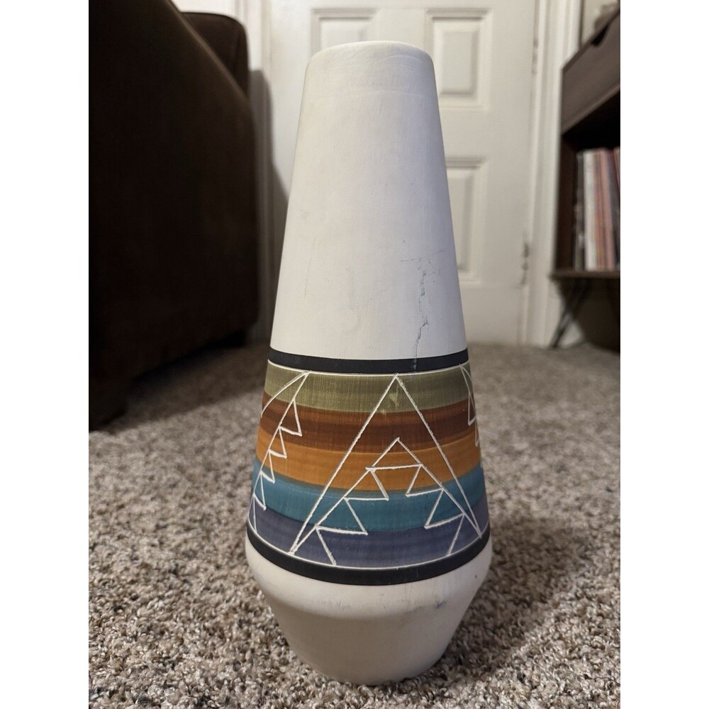 Vintage Sioux Pottery Janis Hand Painted Native American Vase w/ Brochure